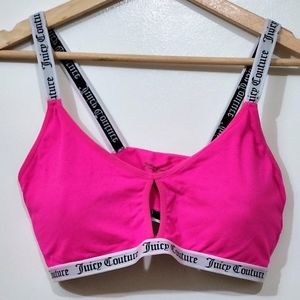 Juicy, Couture XL Hot Pink Bralett Shoulder Straps & Ribcage Have Logo Printed